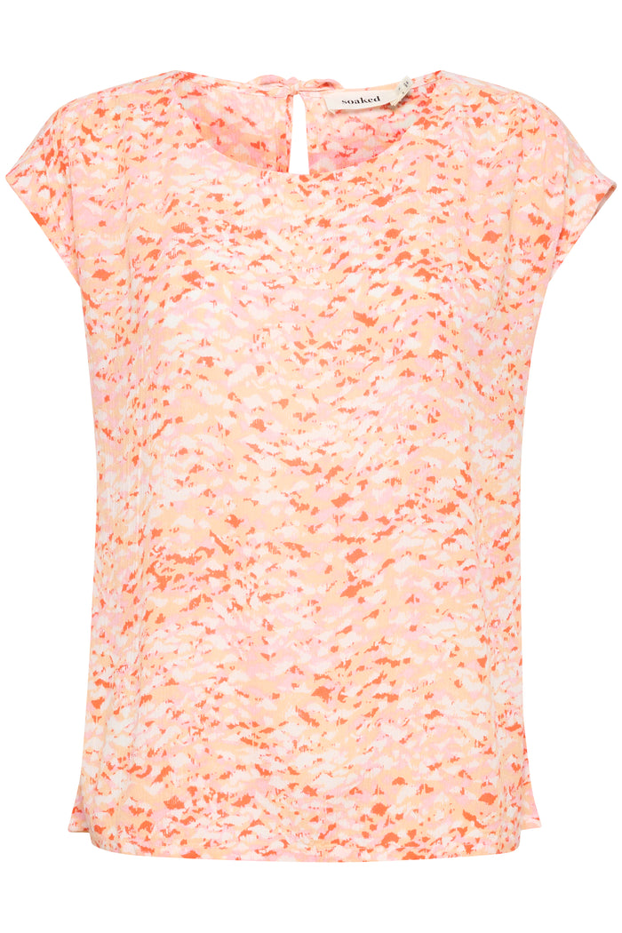 Soaked in Luxury Oversized Zaya Apricot Dizzy Print Top, 30403130