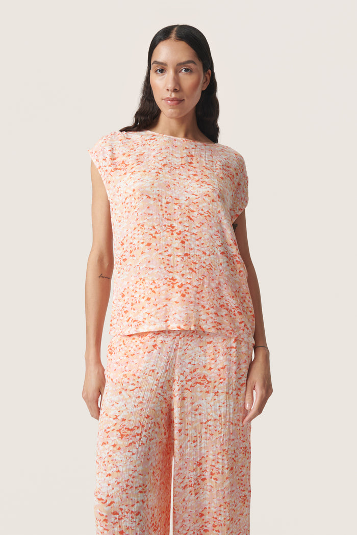 Soaked in Luxury Oversized Zaya Apricot Dizzy Print Top, 30403130