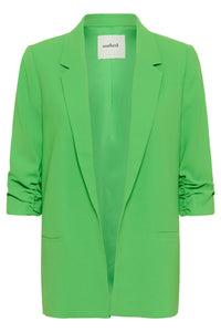 Soaked in Luxury Shirley Vibrant Green Ruched Sleeve Blazer, 30403608