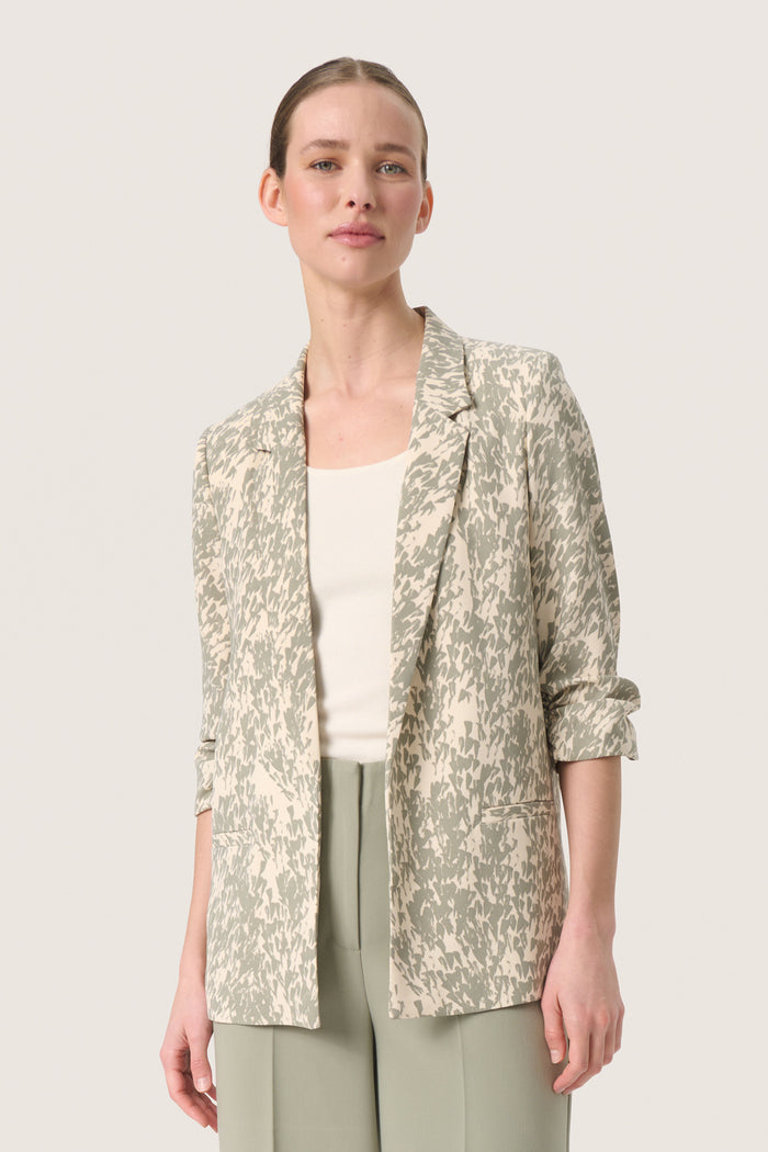 Soaked in Luxury Shirley Shadow Green Printed Blazer, 30405041