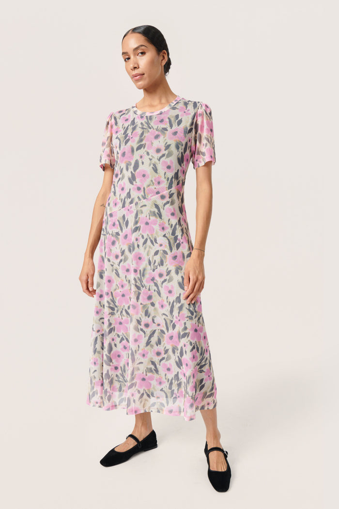 Soaked in Luxury SLAnaika Pastel Lavender Flower Print Mesh Dress, 30407300