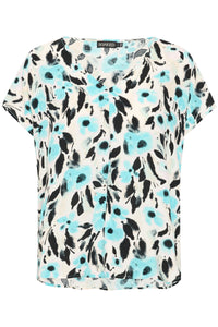 Soaked in Luxury Dusine Marija Seat Jet Flower Print Top,  30407340