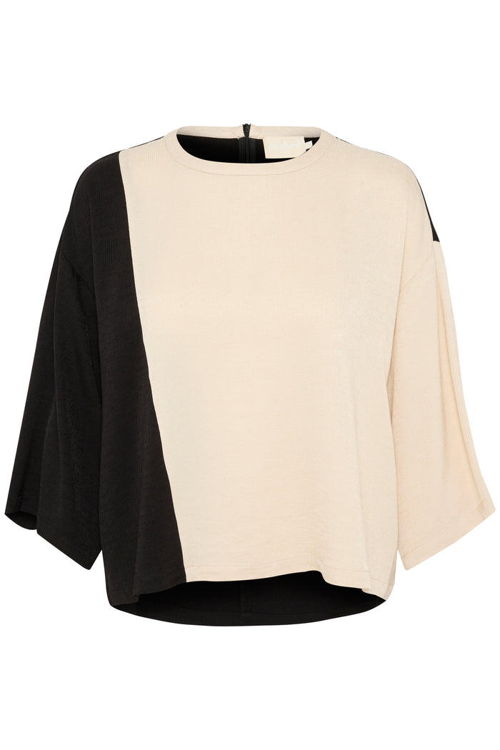 Soaked in Luxury Cevina Studio Black & Cream Colourblock Oversized Top, 30407423