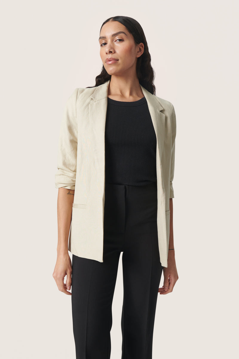 Soaked in Luxury Malia Shirley Spray Green Linen Blazer, 30407460