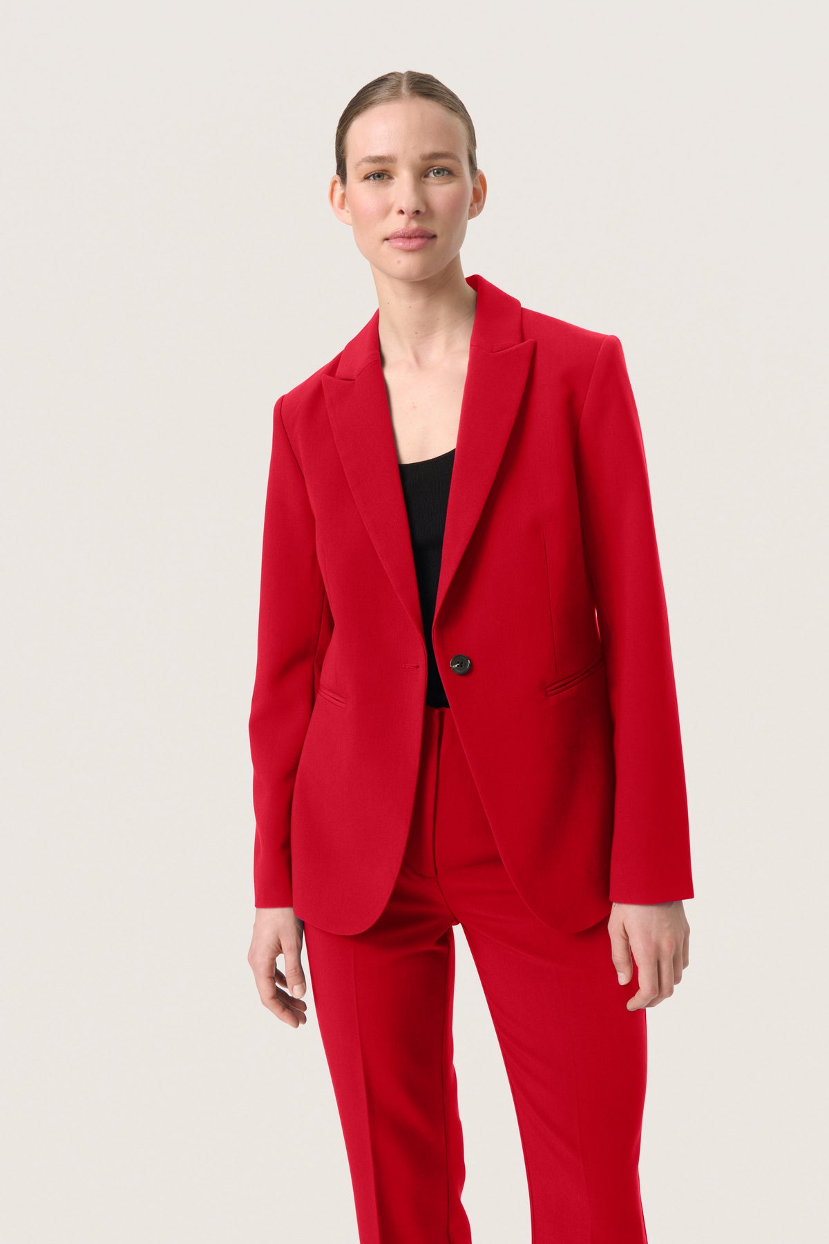 Soaked in Luxury Corinne Salsa Red Single Breasted Blazer, 30407532