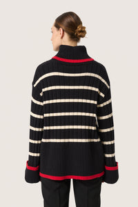 Soaked in Luxury Black Musling Ribbed Cowl Neck Knit, 30407684