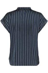 Soaked in Luxury SLLoana Salute Navy Striped V-Neck Top, 30408705