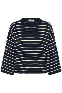 Soaked SlSpina Navy/Cream Striped Cropped Knit