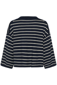 Soaked SlSpina Navy/Cream Striped Cropped Knit