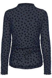 Soaked in Luxury SLSeren Salute Navy Mesh Embroidered Floral Long Sleeve Top, 30408884