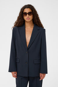 Soaked in Luxury SLLilu Salute Navy Single Breasted Blazer with Slit Detailing, 30408932