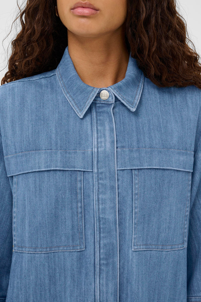 Soaked in Luxury SLNinnie Denim Dress with Zip Detailing, 30408961