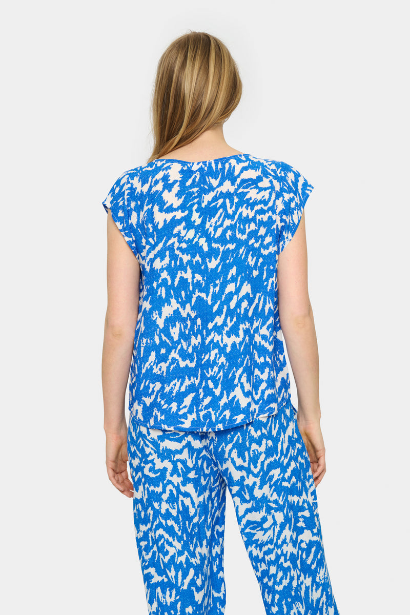 Saint Tropez Blanca Adele Surf Blue Printed Blouse, 30510403