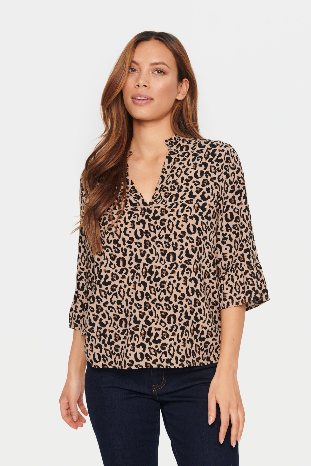 Saint Tropez Ueda Brush Leopard Print Blouse, 30512764