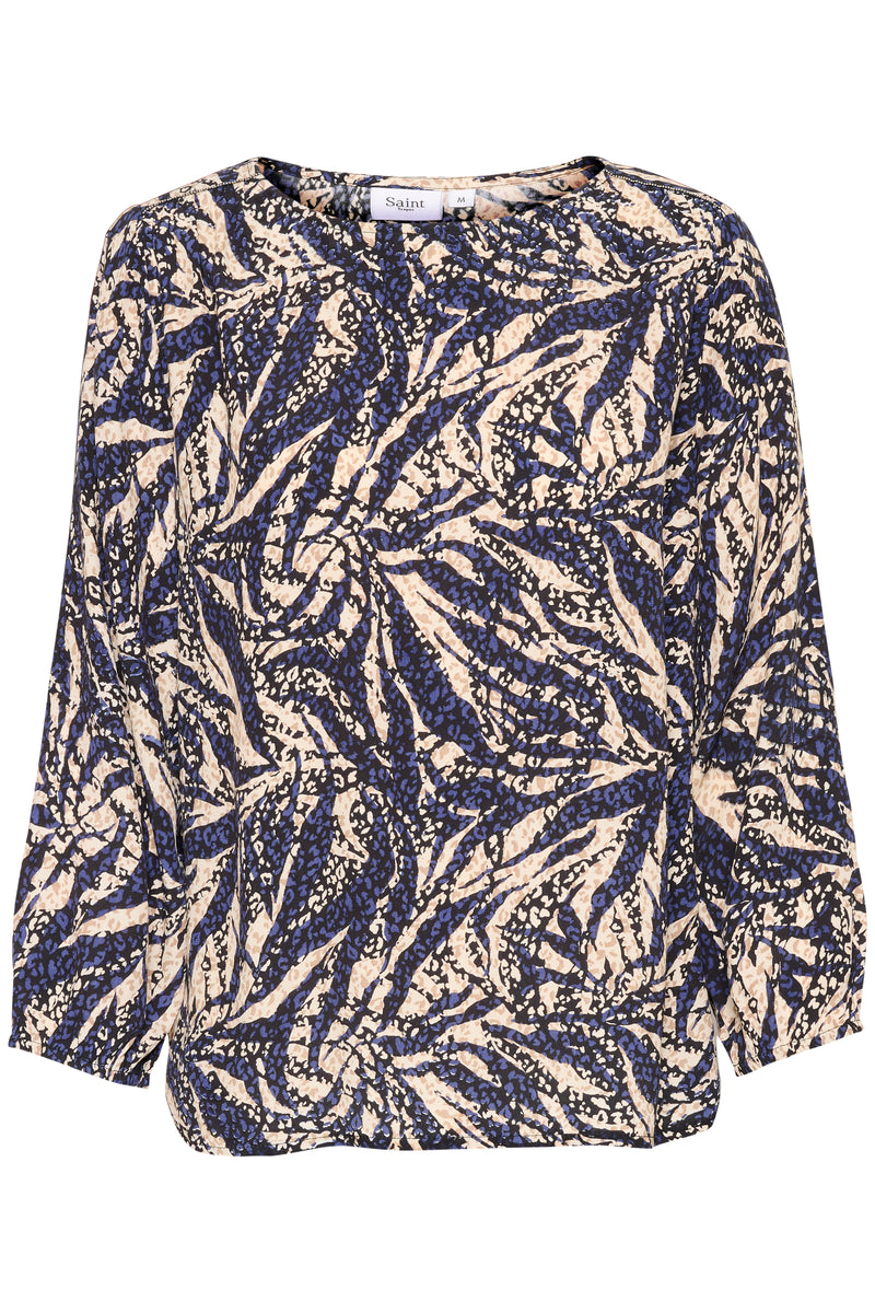 Saint Tropez Blanca Adele Zebra Leaves Print Blouse, 30512963