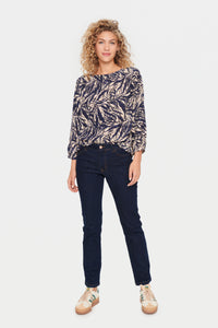 Saint Tropez Blanca Adele Zebra Leaves Print Blouse, 30512963