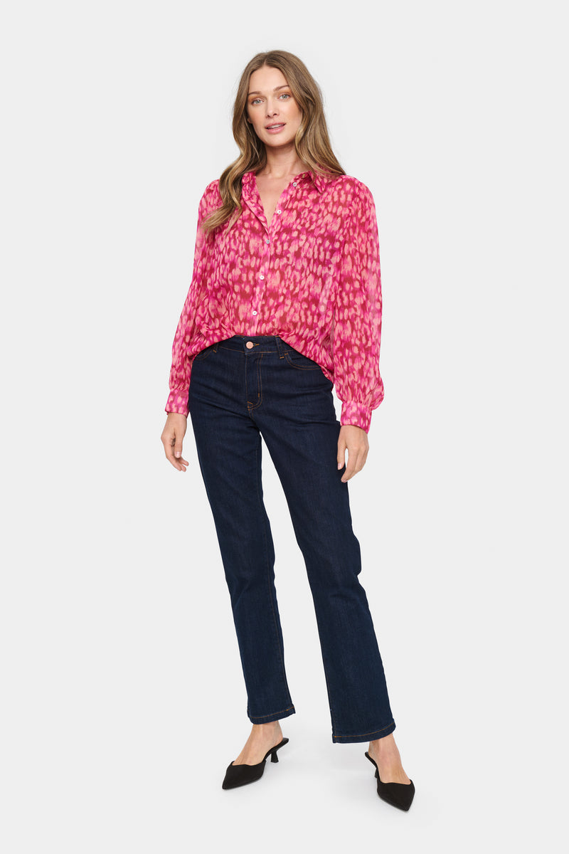 Saint Tropez Avi Fuchsia Leopard Shirt, 30513247