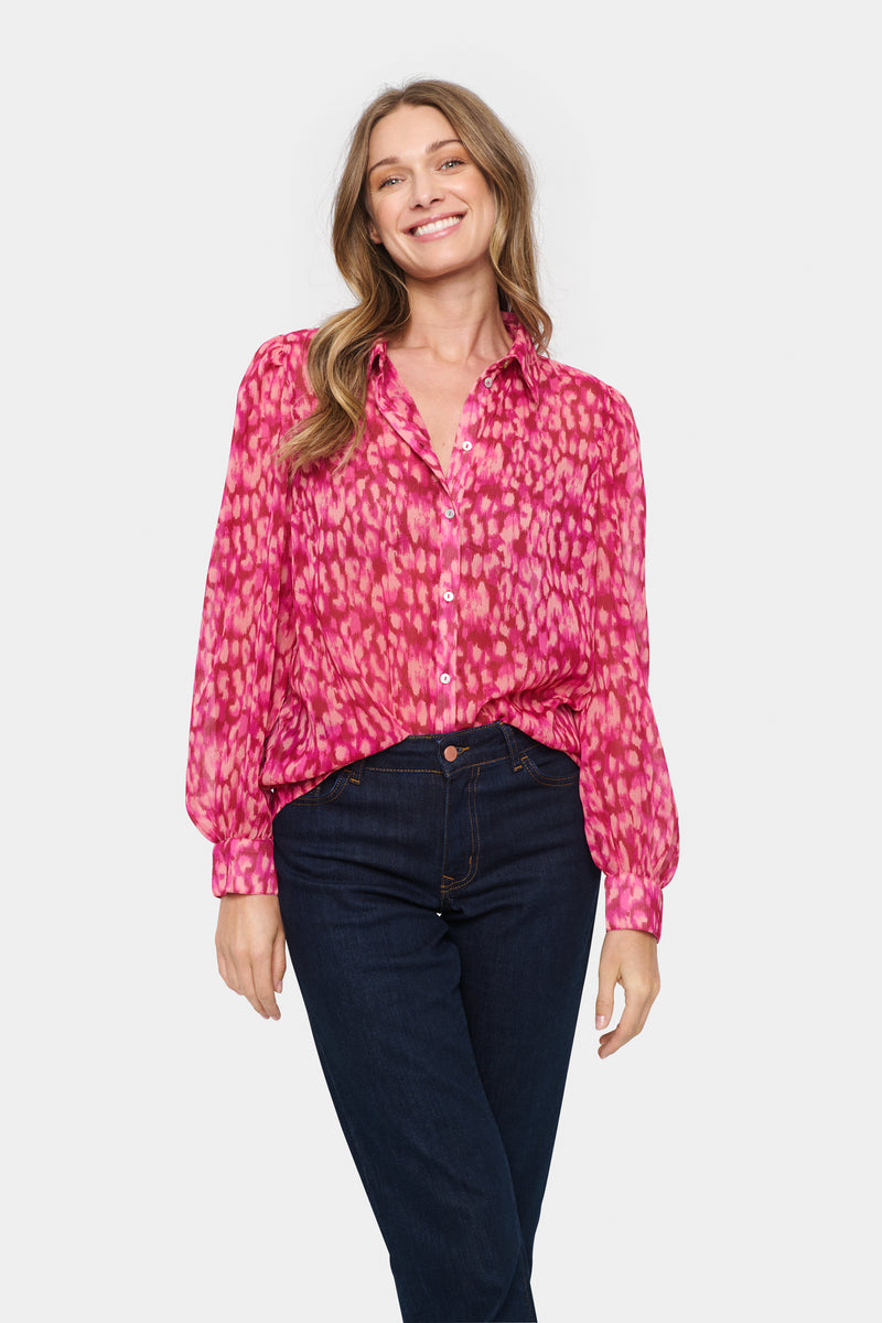 Saint Tropez Avi Fuchsia Leopard Shirt, 30513247