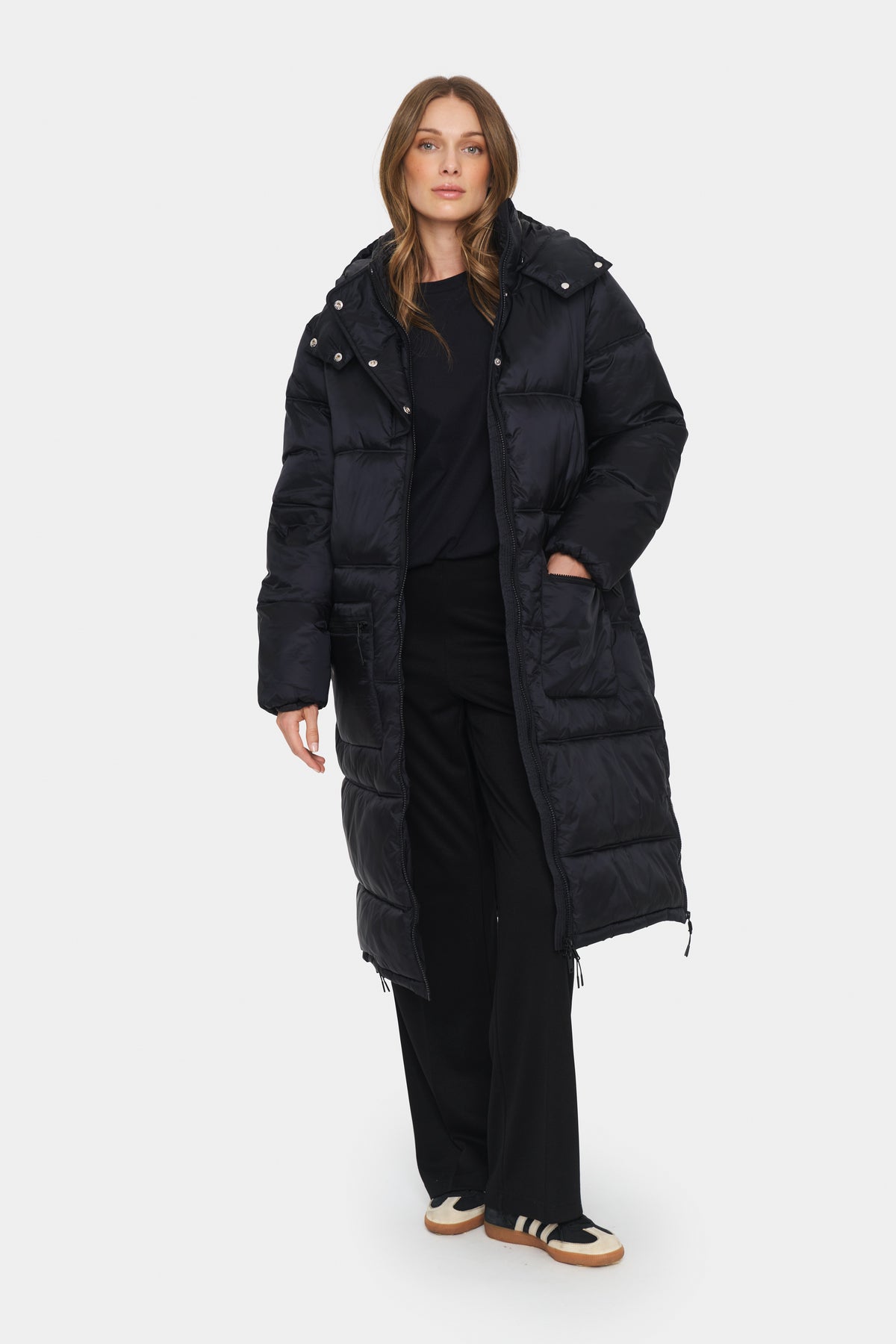 Saint Tropez Frances Black Ultimate Puffa Coat with Zip Detailing, 30513272