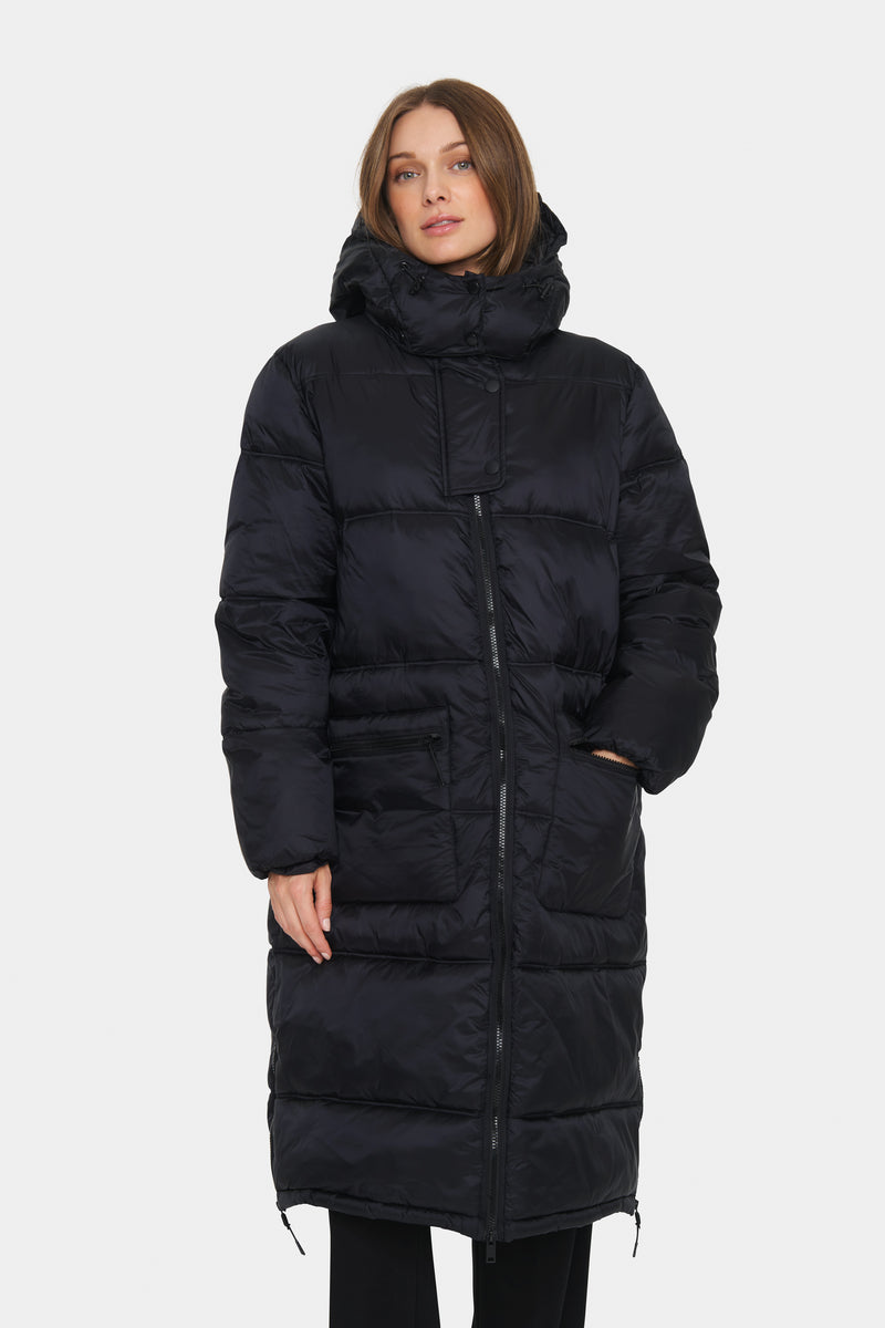 Saint Tropez Frances Black Ultimate Puffa Coat with Zip Detailing, 30513272