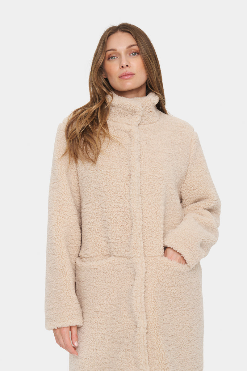 Saint Tropez Felicia Cream Fog Teddy Fleece Longline Jacket, 30513342