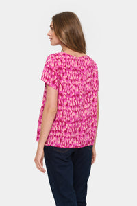 Saint Tropez Fatilde Fuchsia Leopard Print Boxy Fit Top