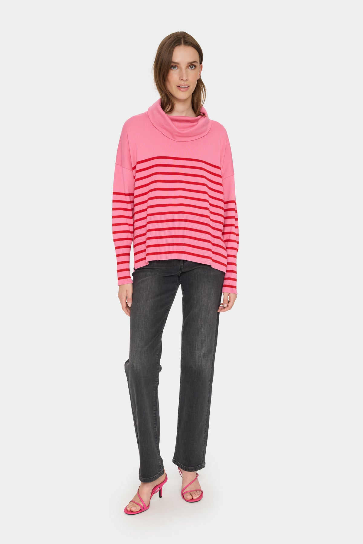 Saint Tropez Grila Chateau Rose Striped Cowlneck Knit, 30513447