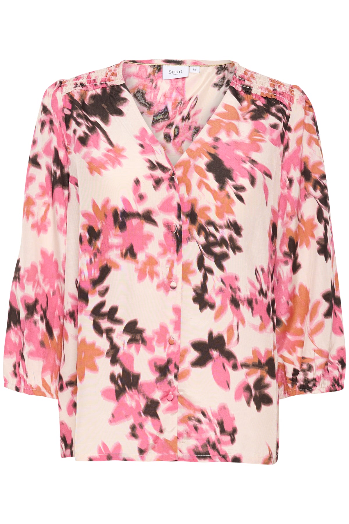 Saint Tropez Gracy Chateau Rose Blooms Printed V-Neck Blouse, 30513494