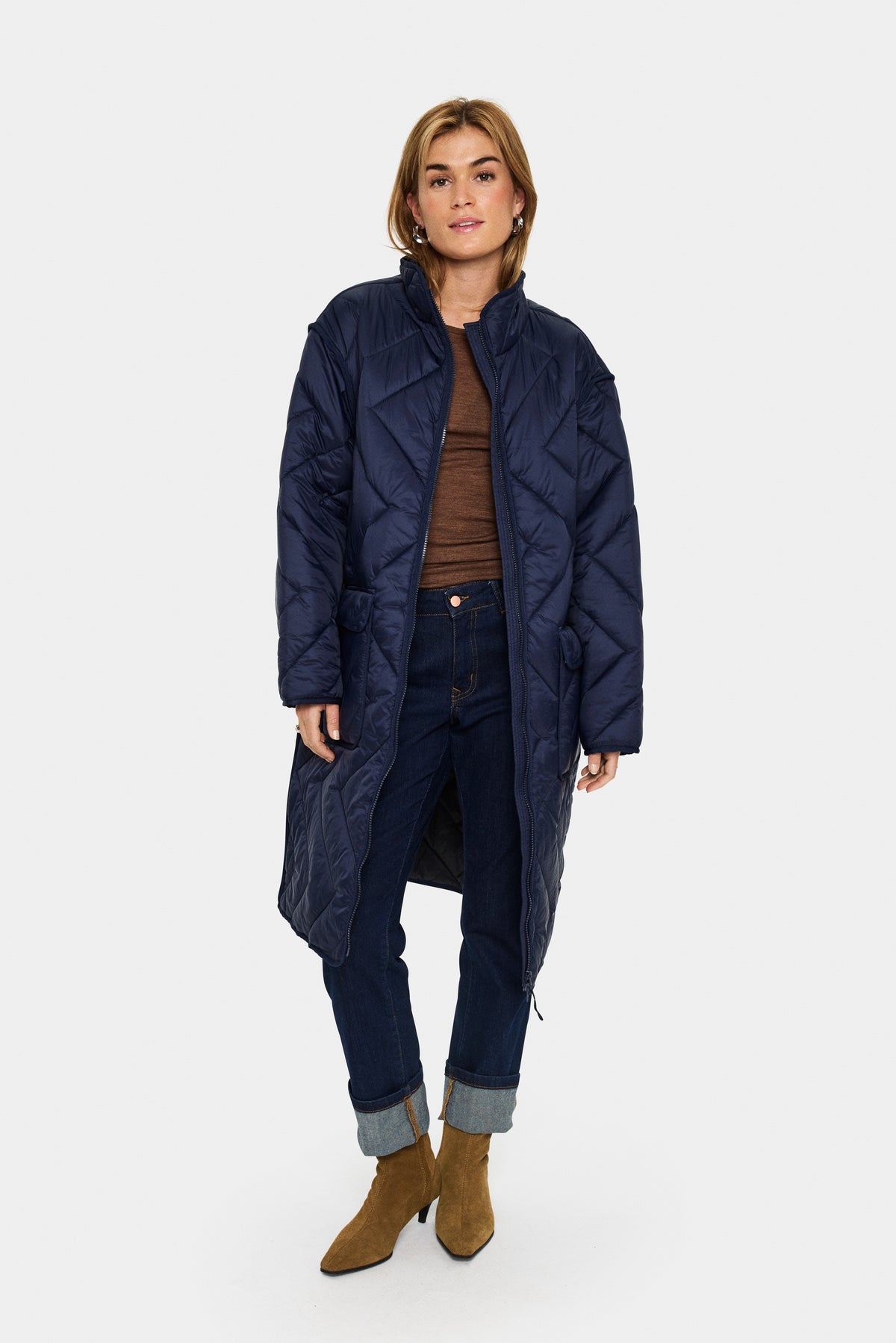 Saint Tropez Lucinda Night Sky Longline Quilted Coat, 30514131