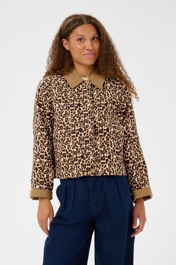 Saint Tropez Olivienne Leopard Print Jacket with Cord Collar, 30514666