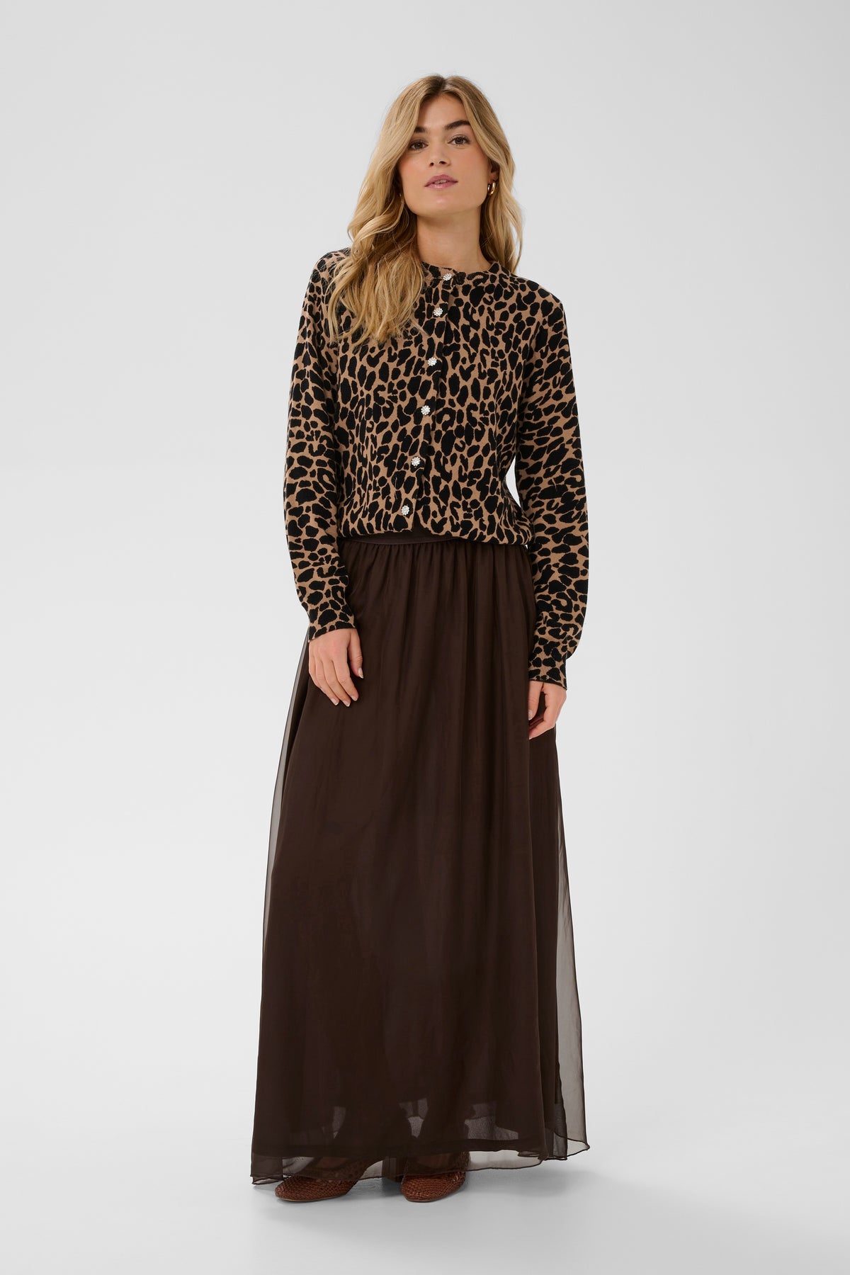 Saint Tropez PalomaSZ Tiger's Eye Spotty Leopard Cardigan with Embellished Buttons, 30514889