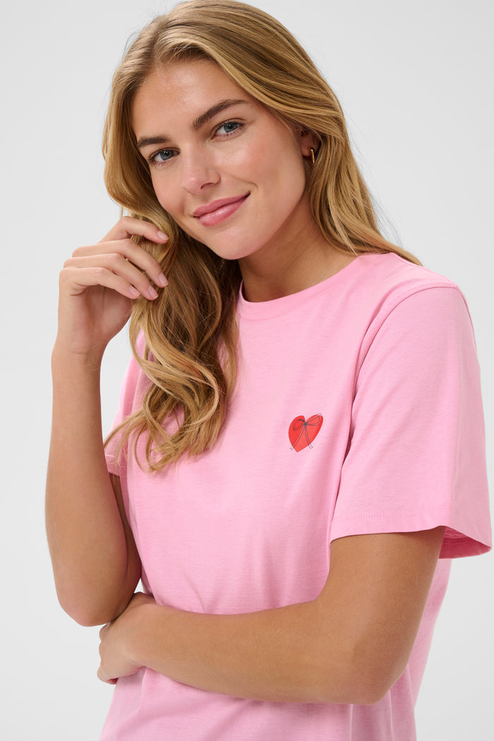 Saint Tropez Pextan Bonbon Pink Heart Logo T-Shirt, 30514917