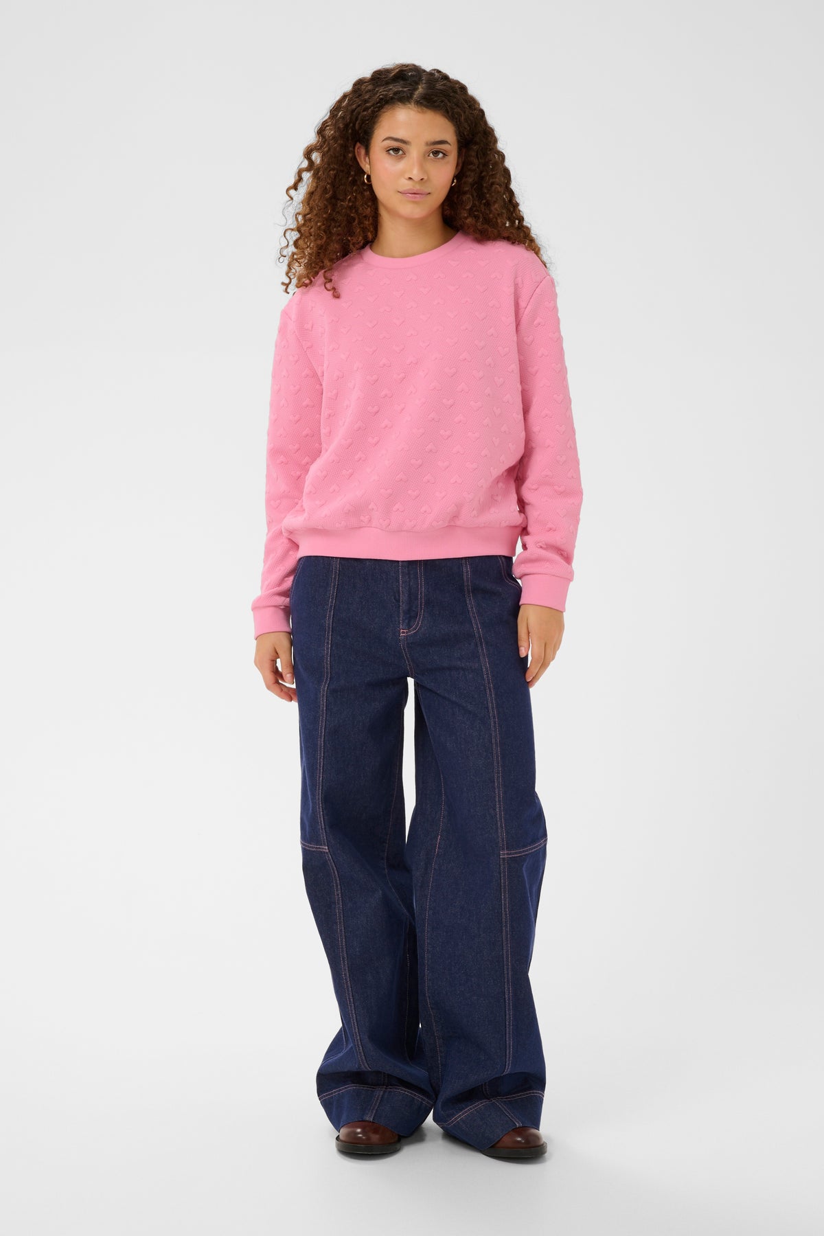 Saint Tropez PadmiaSZ Bonbon Pink Heart Embossed Sweatshirt, 30514921