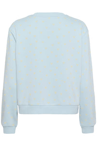 Saint Tropez Pamma Baby Blue/Beige Heart Print Fleece Lined Sweatshirt, 30514963
