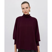 Access Fashion Burgundy Plum High Neck Blouse with Slit Detailing