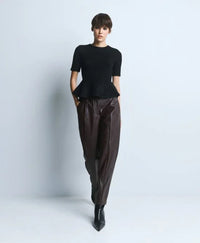 Access Fashion Coffee Faux Leather Barrel Leg Trousers, 64-5021