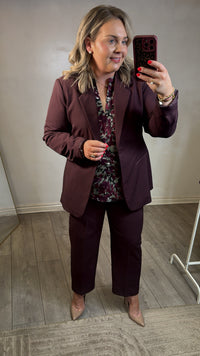 Kaffe Kasakura Fudge Burgundy Single Breasted Blazer, 10506684