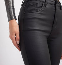 BACK IN STOCK - Toxik Black Highwaisted Bum Lift Matte Coated Jeans