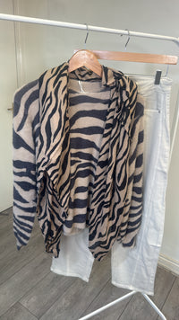 Garcia Black/Taupe Stone Zebra Print Scarf