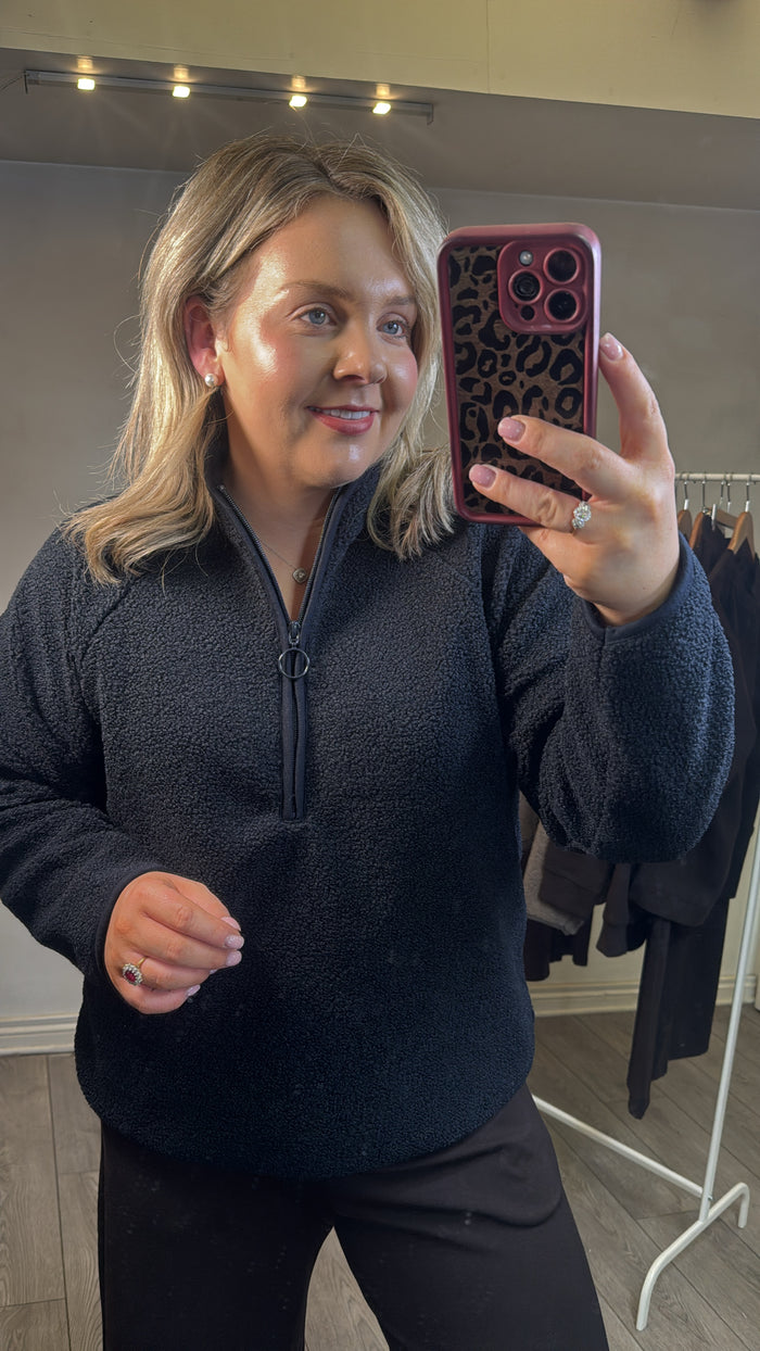  Fransa FrTenya Salute Navy 1/2 Zip Teddy Fleece, 20618526