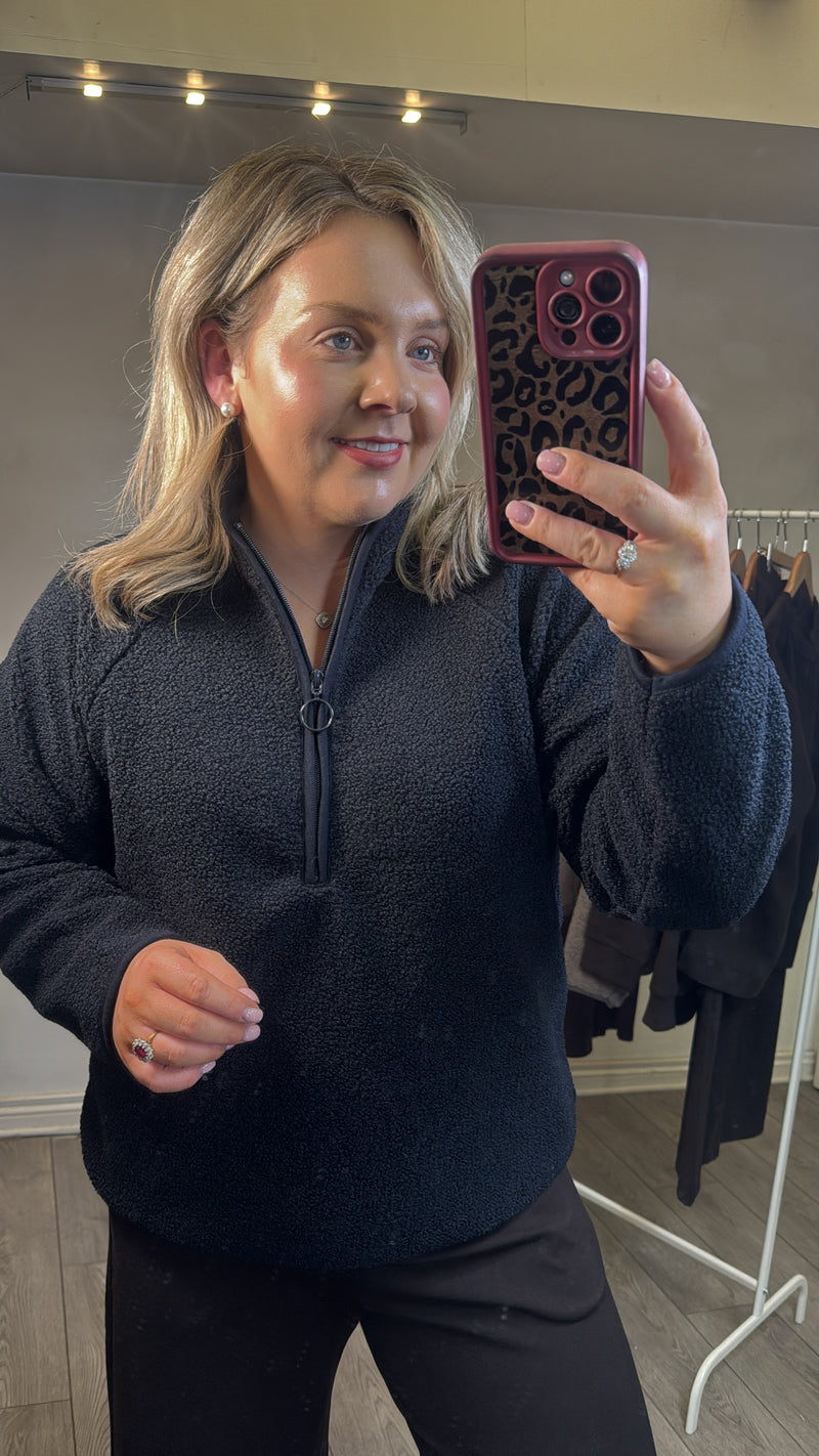  Fransa FrTenya Salute Navy 1/2 Zip Teddy Fleece, 20618526