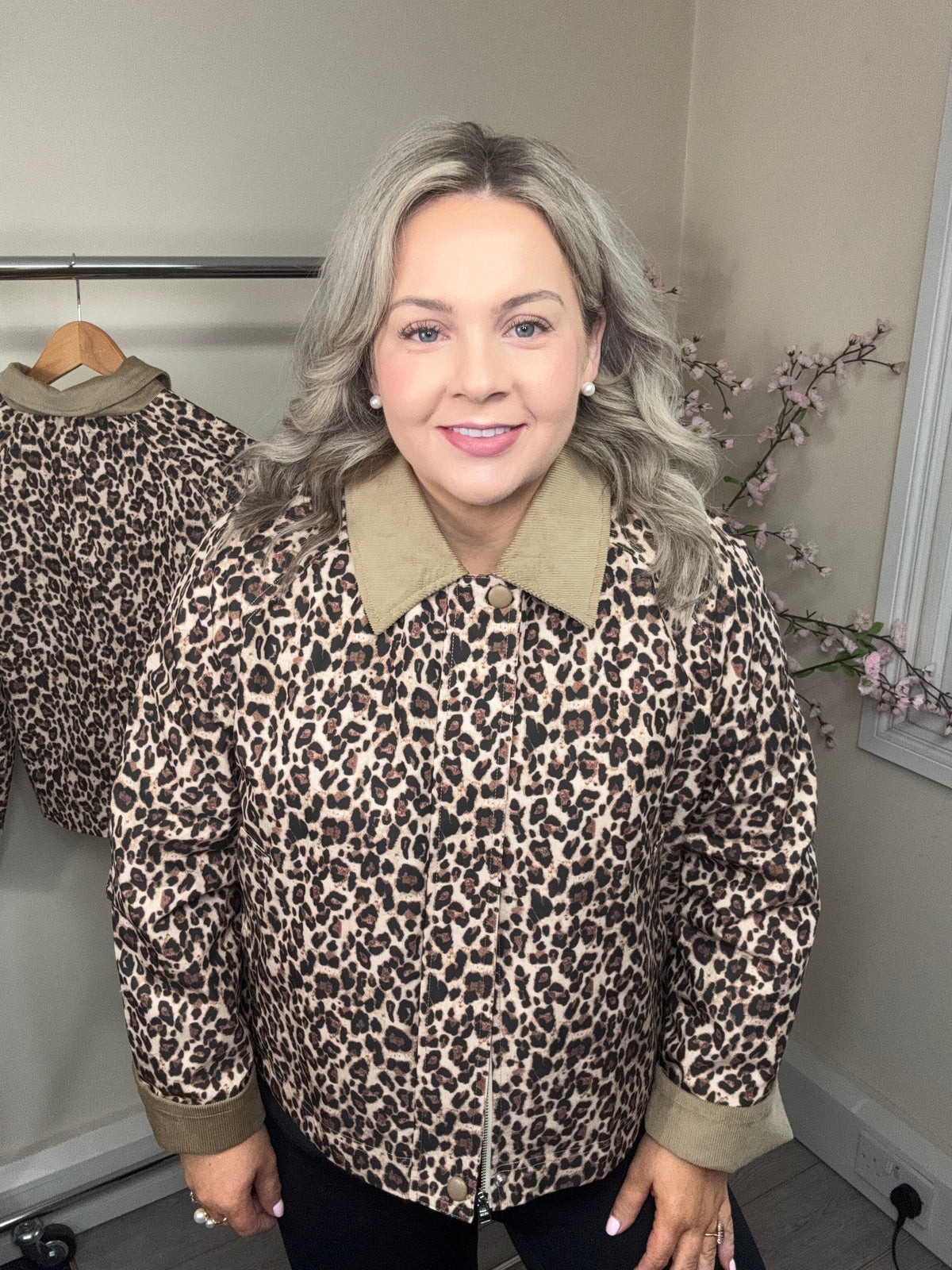 Saint Tropez Olivienne Leopard Print Jacket with Cord Collar