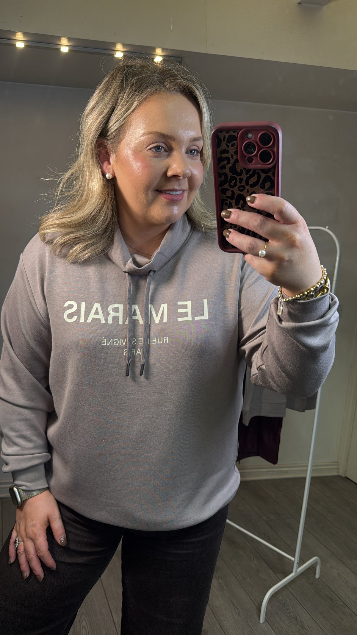 Fransa Aurora Driftwood Modal Cowl Neck Sweatshirt