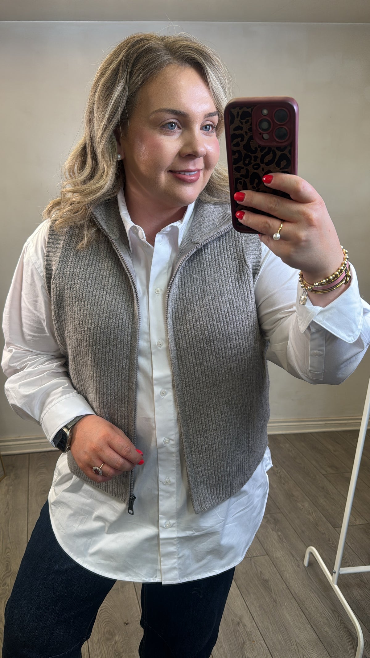Fransa FrVinea Driftwood Taupe Knitted Vest with Zip