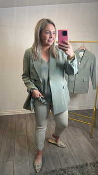 Soaked in Luxury Corinne Shadow Green Longline Blazer