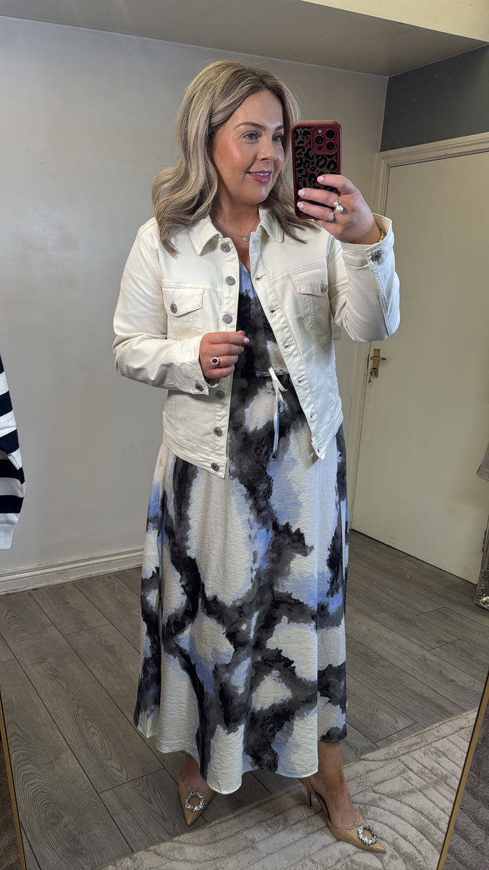 Fransa FrAyla Marble Hydrangea Printed V-Neck Maxi Dress