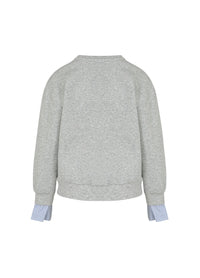 Coster Copenhagen Grey Melange Modal Sweatshirt with Striped Detachable Cuffs