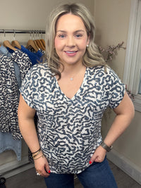 Garcia Summer Cobalt Abstract Ultimate Printed V-Neck T-Shirt, O260002