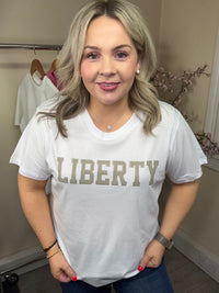 Kaffe Kajean Optical White 'LIBERTY' Embellished Logo T-Shirt, 10511081