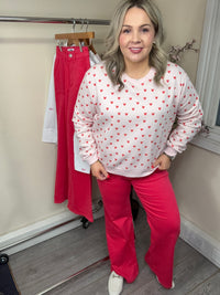 Toxik Highwaisted Coral Red Wide Leg Culotte Jeans